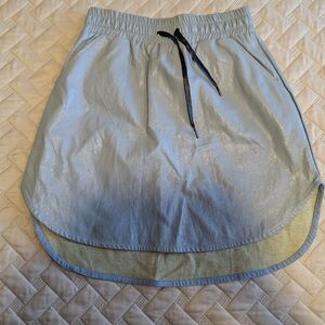 Never A Wallflower Track Skirt Blue Faux Leather Waist String Sz. XS